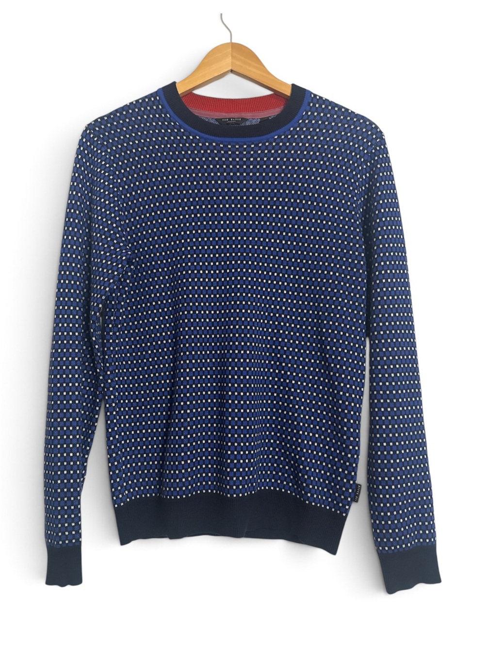 Ted Baker Blue and White Patterned Crewneck Sweater